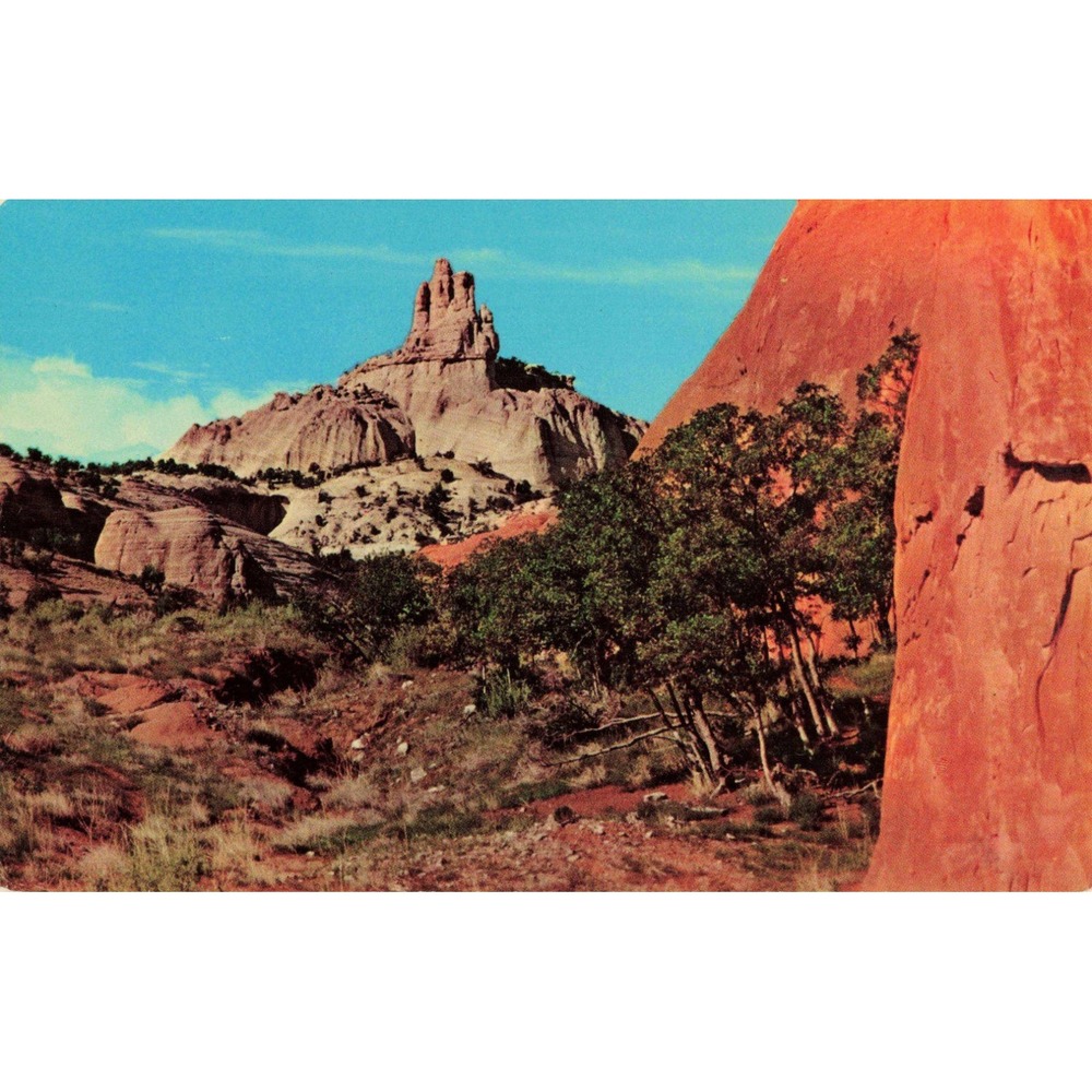 Vintage Navajo Church Rock Gallup New Mexico Route 66 Linen Postcard K-462